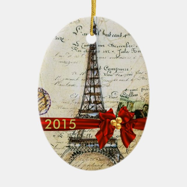 VINTAGE PARIS CHRISTMAS Ornament CUSTOM CHIC 2015 (Front)