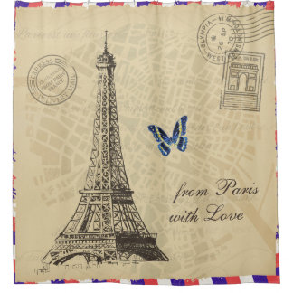 Vintage Paris City Map Old Air Mail Envelope