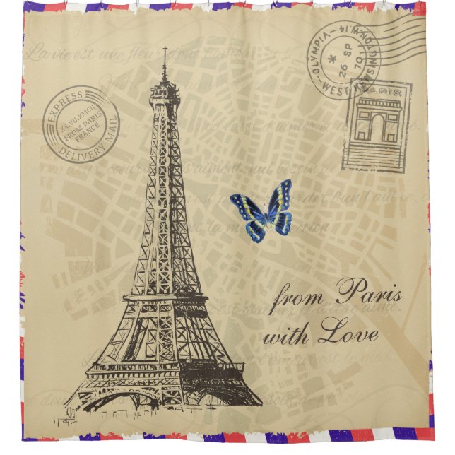 Vintage Paris City Map Old Air Mail Envelope (Front)
