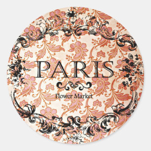 Vintage Paris Damask Classic Round Sticker