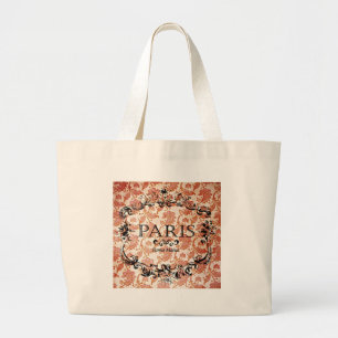 Vintage Paris Damask Large Tote Bag