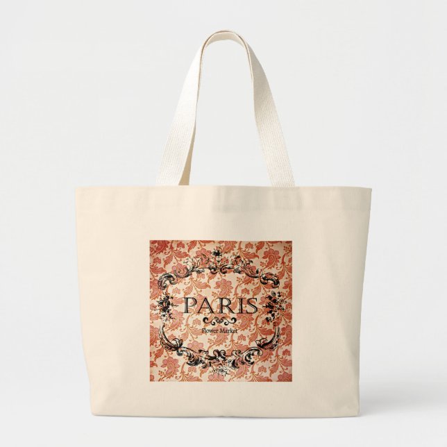 Vintage Paris Damask Large Tote Bag (Front)