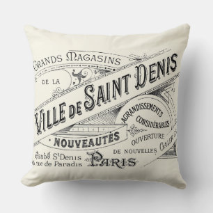 Vintage Paris Deptartment Store Ad Throw Pillow