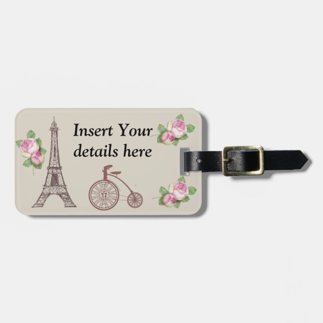 Vintage Paris design. Luggage Tag (Front Horizontal)
