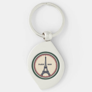 Vintage Paris Eiffel Tower 1889 Metal Keychain