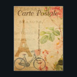 Vintage Paris Eiffel Tower and Bicycle French Postcard<br><div class="desc">Vintage Paris Eiffel Tower and Bicycle French Carte Postale Postcard</div>