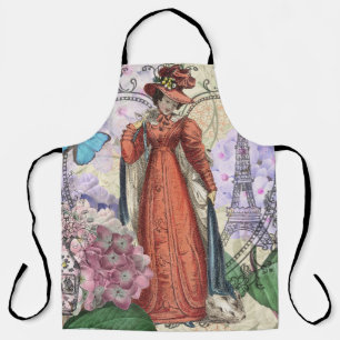 Vintage Paris Eiffel Tower Collage Romantic French Apron