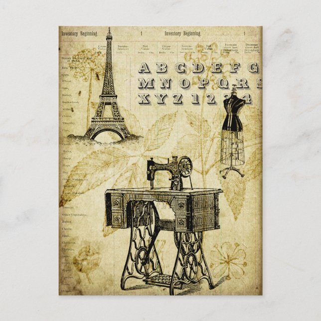 Vintage PARIS Eiffel Tower Dress form Postcard (Front)