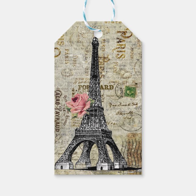 Vintage Paris Eiffel Tower Ephemera Gift Tag (Front)