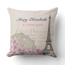 Vintage Paris Eiffel Tower Floral Lace Letter