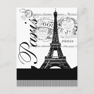 Vintage Paris Eiffel Tower Illustration Invite