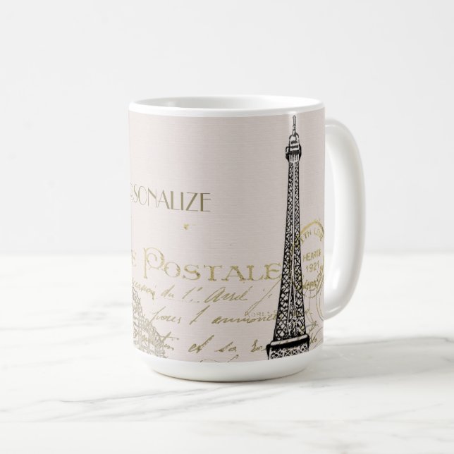 Vintage Paris Eiffel Tower Personalize Coffee Mug (Front Right)