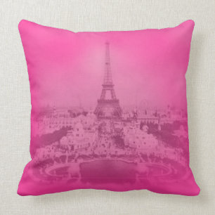 Vintage Paris & Eiffel tower Pink exposure Unique Throw Pillow