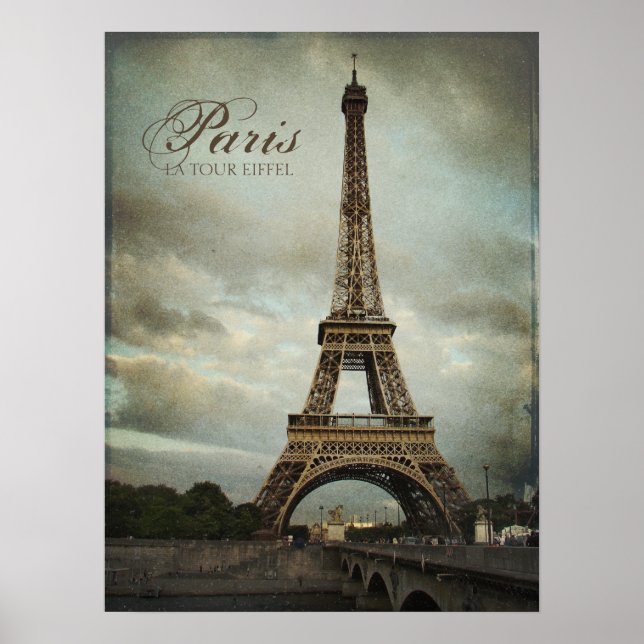 Vintage Paris Eiffel Tower poster (Front)