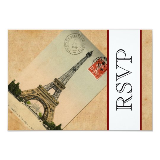Vintage Paris Eiffel Tower RSVP Card