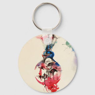 Vintage Paris Eiffel Tower Travel Love Watercolor Keychain