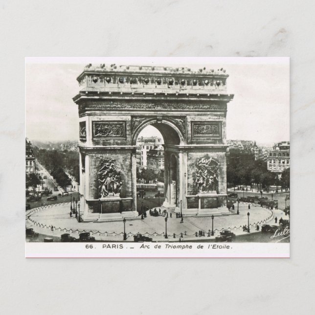 Vintage Paris,Etoile, Arc de Triumphe Postcard (Front)