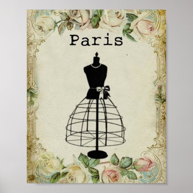 Vintage Paris Fashion Dress Form Poster (Front)