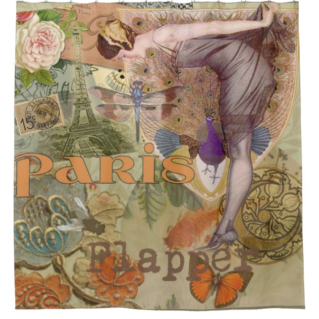 Vintage Paris Flapper Art Deco Peacock Collage (Front)