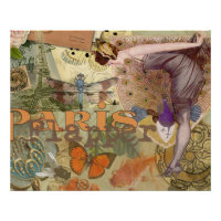 Vintage Paris Flapper Art Deco Peacock Collage