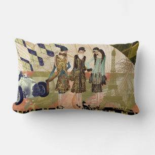 Vintage Paris Flappers Scene  Lumbar Pillow