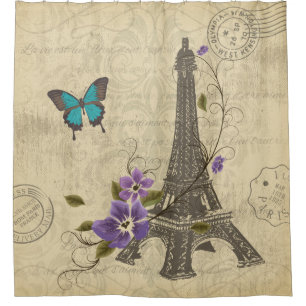 Vintage Paris Floral Eiffel Tower Butterfly Damask