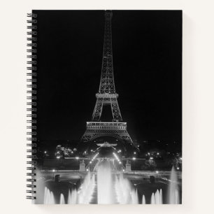 Vintage Paris Fontains Tower Eiffel night Dart Boa Notebook