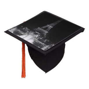 Vintage Paris Fontains Tower Eiffel night Graduation Cap Topper
