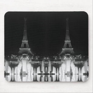 Vintage Paris Fontains Tower Eiffel night Mouse Pa Pad