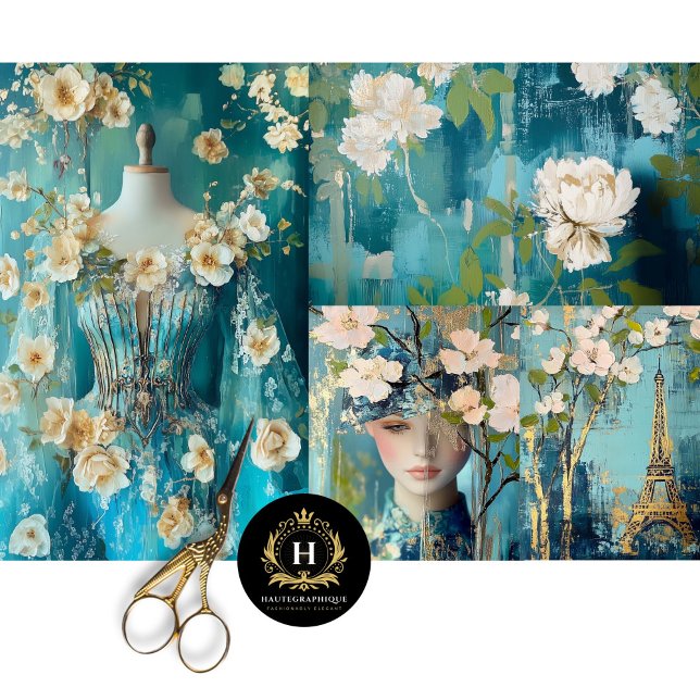 Vintage Paris France Fashion Collage Decoupage  Tissue Paper (Creator Uploaded)