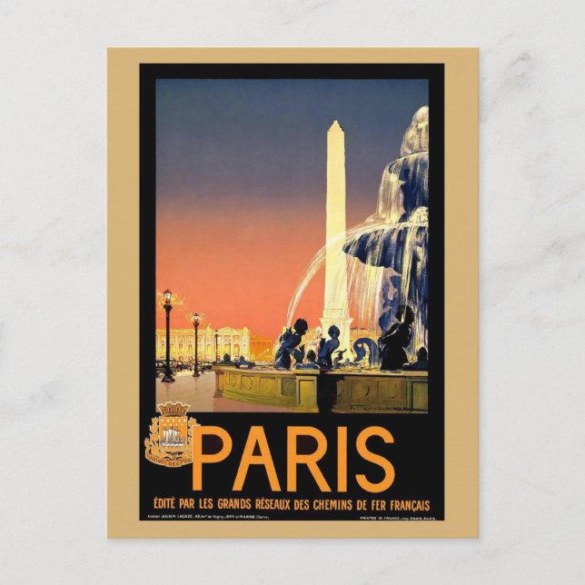 Vintage Paris France Retro French Travel Postcard (Front)