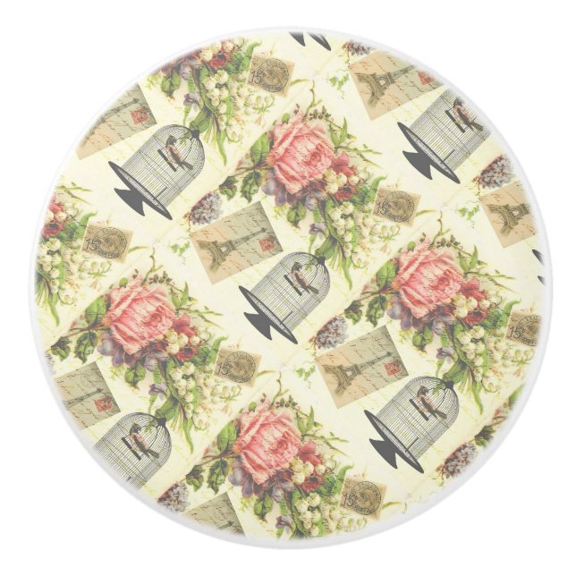 Vintage Paris French Theme Ceramic Knob (Front)