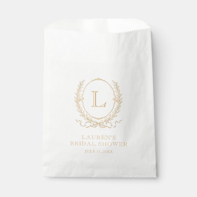Vintage Paris Glam | Monogram Bridal Shower Favour Bag (Front)