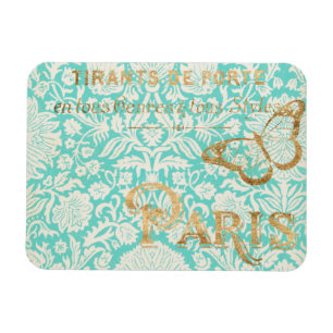 Vintage Paris Gold Design With Butterfly Magnet