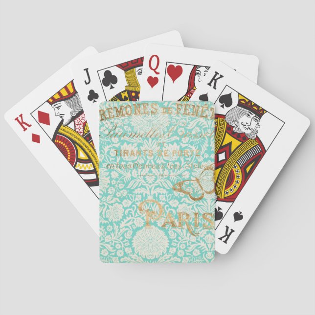 Vintage Paris Gold Design With Butterfly Playing Cards (Back)