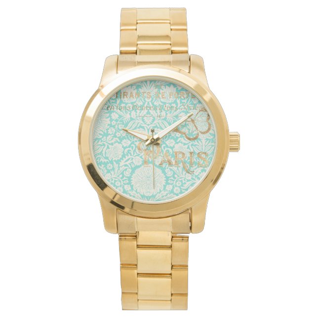 Vintage Paris Gold Design With Butterfly Watch (Front)