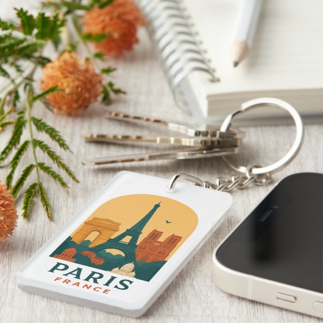 Vintage Paris Keychain – French Cathedral Retro (Front Right)