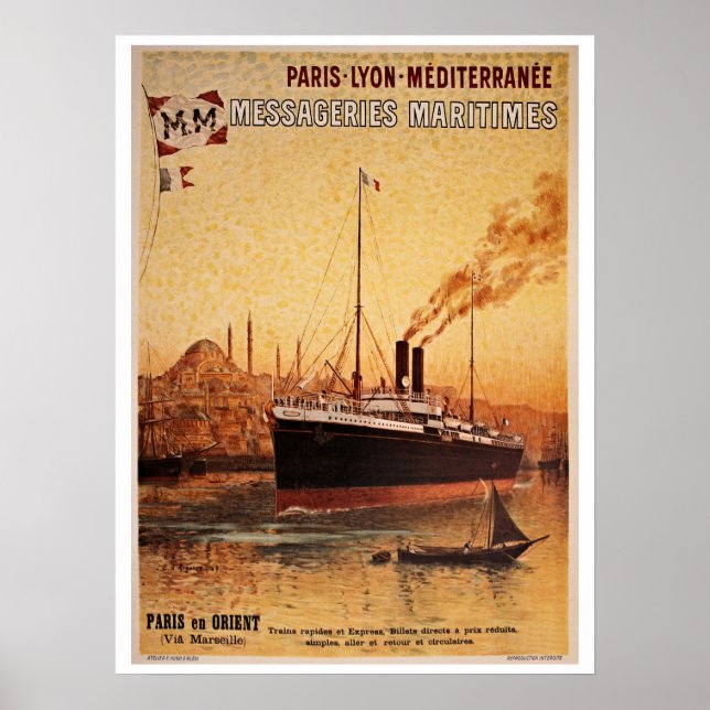 Vintage Paris Lyon Méditerranée ship travel ad Poster (Front)