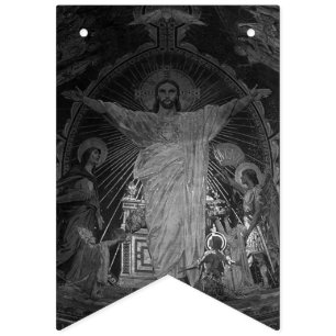 Vintage Paris Main mosaic Sacred Heart jesus Bunting Flags