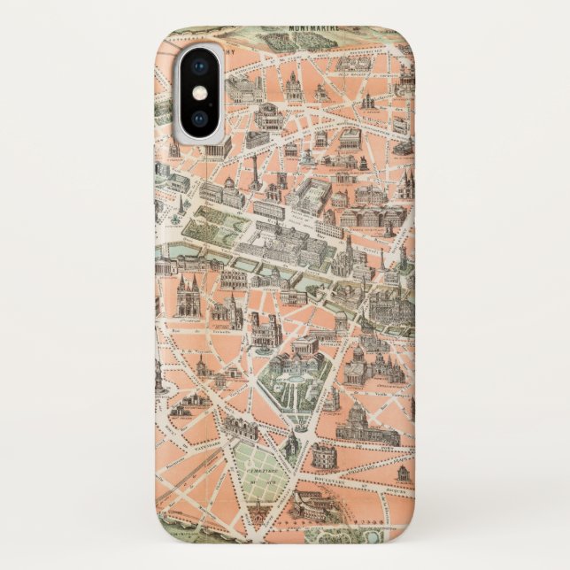 Vintage Paris Map iPhone X Case (Back)