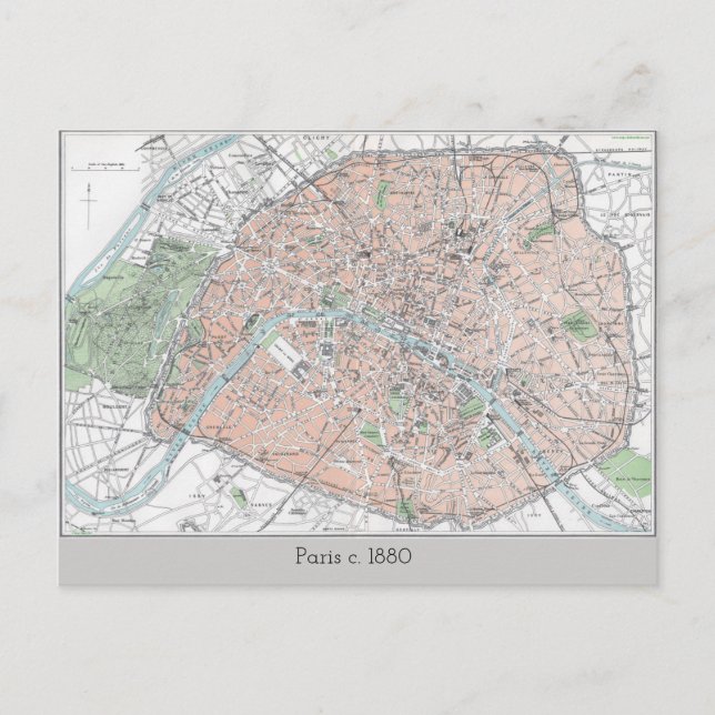 Vintage Paris Map Postcard (Front)