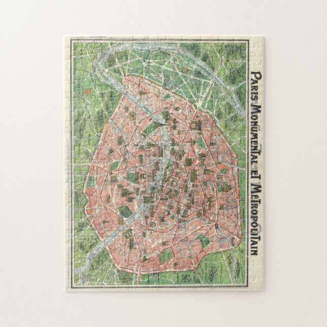 vintage Paris map puzzle (Vertical)