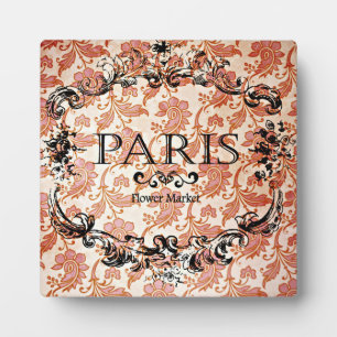 Vintage Paris Market Sign on Damask Plaque