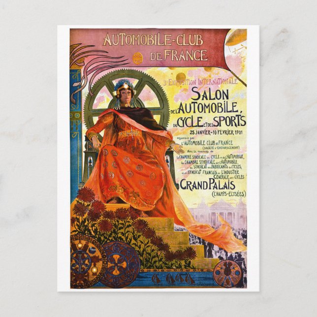 Vintage Paris Motor Show Advertisement Postcard (Front)