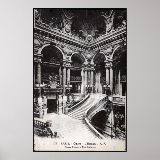 Vintage Paris Opera House Staircase Poster (Front)