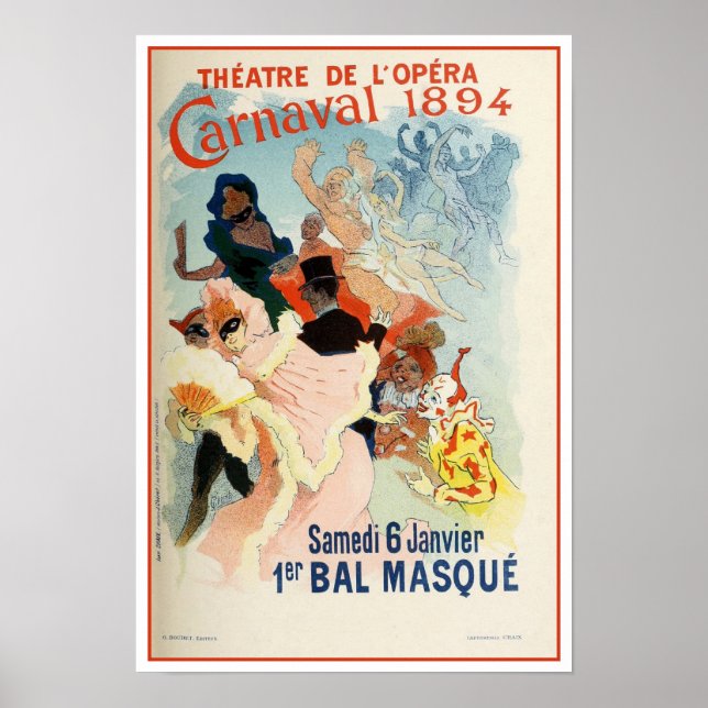 Vintage Paris Opera Theatre Carnival 1894 Poster (Front)