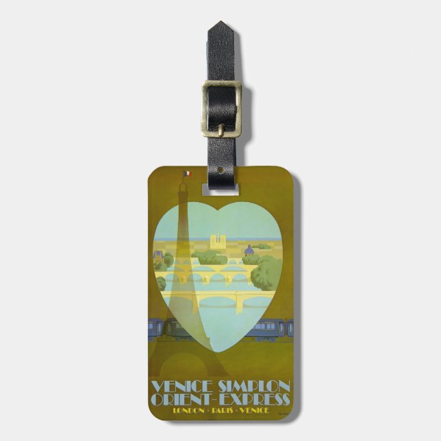 Vintage Paris Orient Express Travel Poster Tag (Front Vertical)