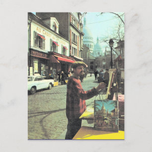 Vintage Paris, Paris Artist, Placed  de Theatre, Postcard