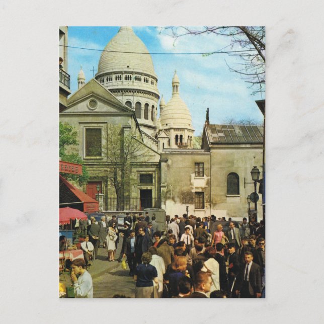 Vintage Paris, Paris Montmatre, Place de Theatre Postcard (Front)