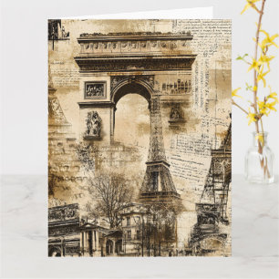 Vintage Paris Pattern – Eiffel Tower Home Decor Card